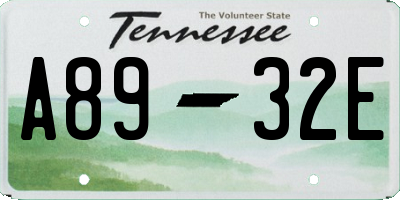 TN license plate A8932E