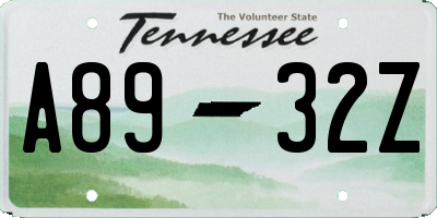 TN license plate A8932Z