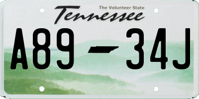 TN license plate A8934J