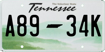 TN license plate A8934K