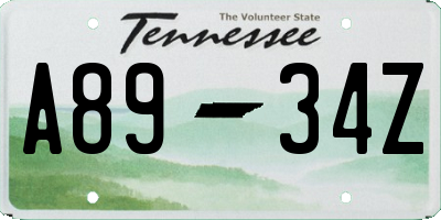 TN license plate A8934Z