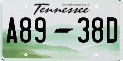 TN license plate A8938D