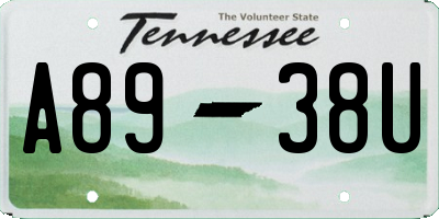 TN license plate A8938U