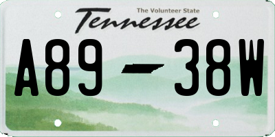 TN license plate A8938W