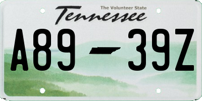 TN license plate A8939Z