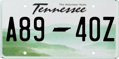 TN license plate A8940Z
