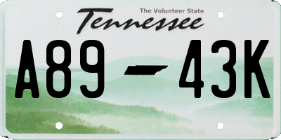 TN license plate A8943K