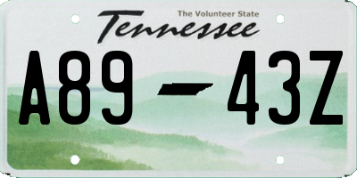 TN license plate A8943Z