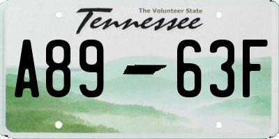 TN license plate A8963F