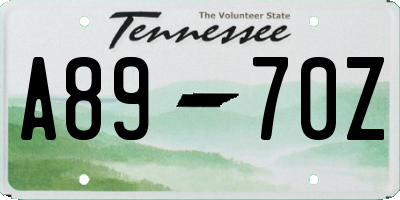 TN license plate A8970Z