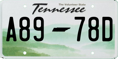 TN license plate A8978D