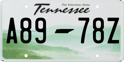 TN license plate A8978Z