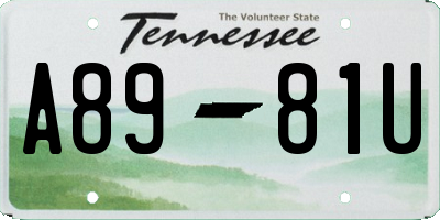 TN license plate A8981U