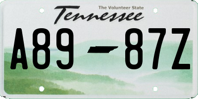 TN license plate A8987Z