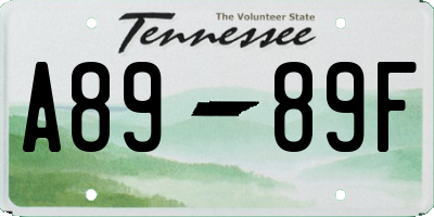 TN license plate A8989F