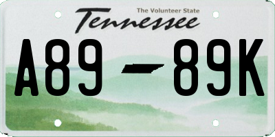 TN license plate A8989K