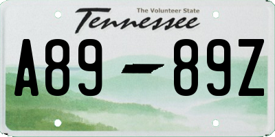 TN license plate A8989Z