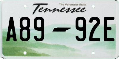 TN license plate A8992E