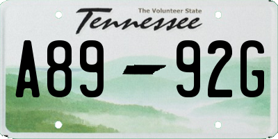 TN license plate A8992G