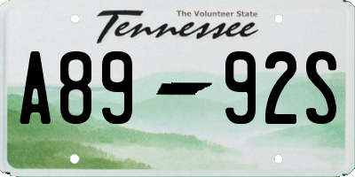 TN license plate A8992S