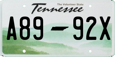 TN license plate A8992X