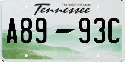 TN license plate A8993C
