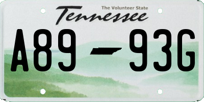 TN license plate A8993G