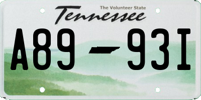 TN license plate A8993I