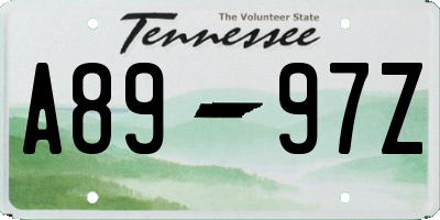 TN license plate A8997Z