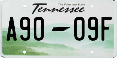 TN license plate A9009F