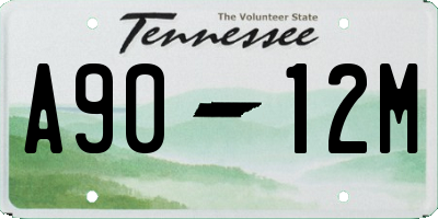 TN license plate A9012M