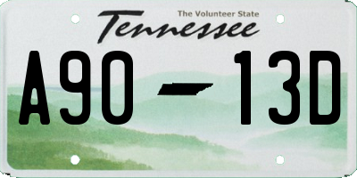 TN license plate A9013D