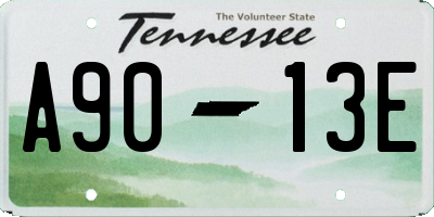 TN license plate A9013E