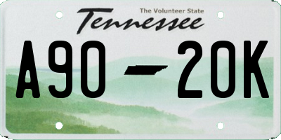 TN license plate A9020K