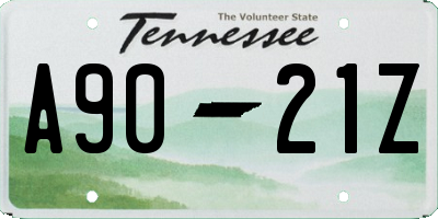 TN license plate A9021Z