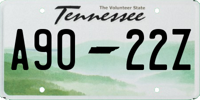 TN license plate A9022Z