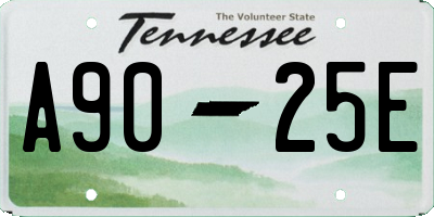 TN license plate A9025E