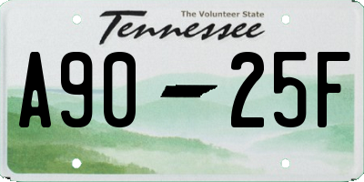 TN license plate A9025F