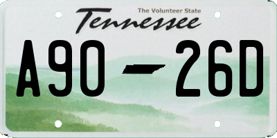 TN license plate A9026D
