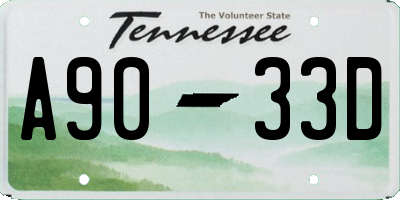 TN license plate A9033D