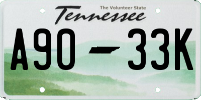 TN license plate A9033K