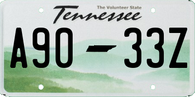 TN license plate A9033Z