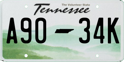 TN license plate A9034K