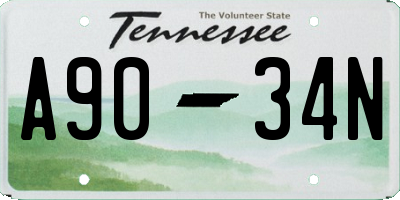TN license plate A9034N