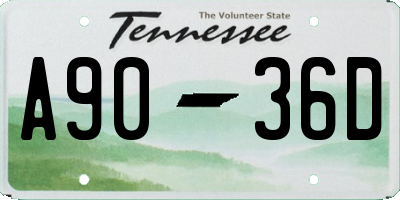 TN license plate A9036D