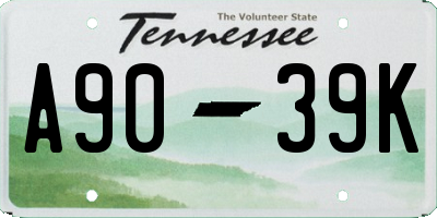 TN license plate A9039K