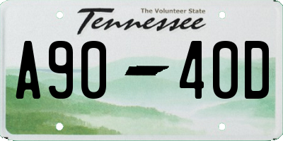 TN license plate A9040D