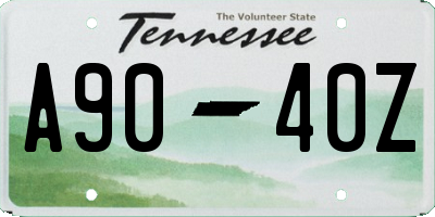 TN license plate A9040Z