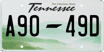 TN license plate A9049D