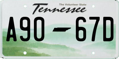 TN license plate A9067D